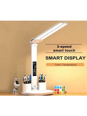 Nexgen LED Dokunmatik Katlanabilir Masa Lambası Takvim Sıcaklık Saat Şarjlı Masa Lambası RSKDG34-MCHD