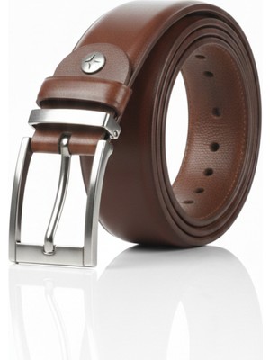 Growish GK0001 Paslanmaz Toka Eni 3,5 cm Köprülü Kahverengi Klasik Kemer