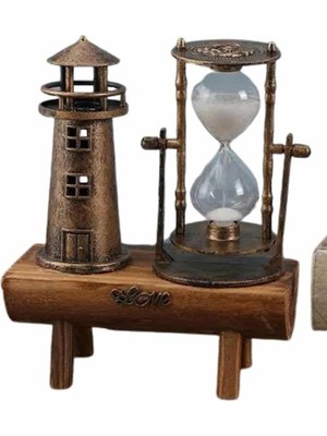Nexgen Dekoratif Kum Saati Deniz Feneri Retro Masa Hediyeli Eşya RSKDG34-MCHD