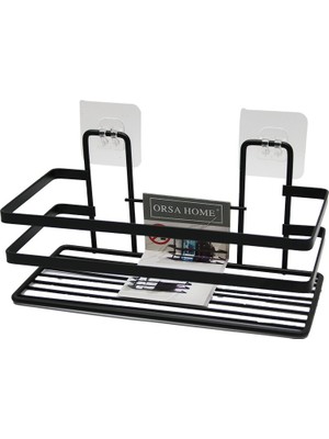 Nexgen Yapışkanlı Askılı Çok Amaçlı Siyah Kare Banyo Raf (4887) RSGO34-MCHD