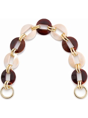 Nildenhobim Altın Renk Aksesuarlı Oval Akrilik Çanta Sapı / Çanta Önü Süs – 45 cm - Örgü ve Deri Çanta Uyumlu