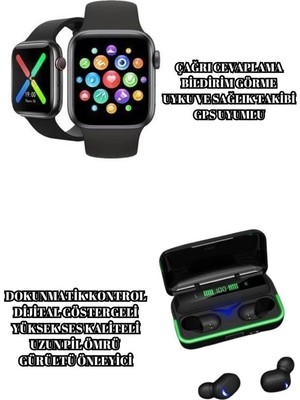 No 35 Moda Ucuz ve Kaliteli Kulaklıklı Saat Seti Bluetooth Bağlantılı Akıllı Saat ve Kulaklık