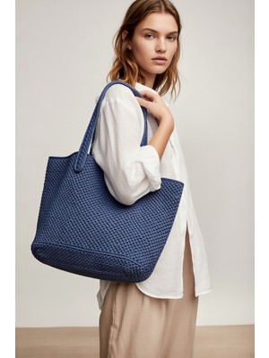 Chellomood-El Örgüsü Kadın Çanta – Lacivert Büyük Boy Günlük & Şehir Stili