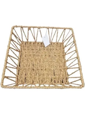 No 35 Moda Doğal Örgü Kare Sepet
