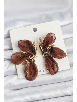 Mç Plus Erb Lotus Model Kahverengi Renk Tüllü Kadın Küpe