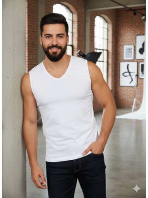 Lüx Wood Lüx Erşah 504 V Yaka Pamuklu Likralı Sıfır Kol 6'lı Avantaj Paketi