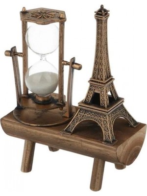 Marsilyan Retro Eyfel Kulesi Ve Kum Saati Dekoratif Ahşap Görünümlü Masa Biblosu