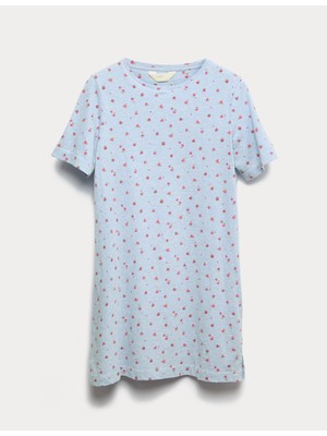 Marks & Spencer Saf Pamuklu Baskılı Gecelik