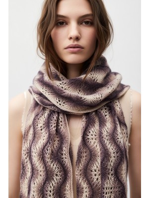 Chellomood -El Yapımı Butik Örgü Şal – Bej Kahve Degrade (55×140 Cm)