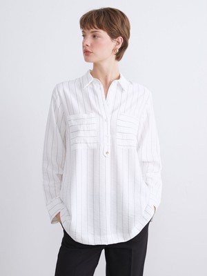 Lc Waikiki Yeni Sezon Çizgili Kadın Gömlek Tunik