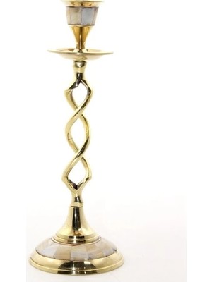 No 35 Moda Tekli Pirinç Sedefli Şamdan Model 2