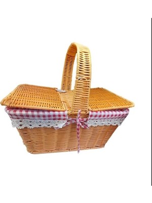No 35 Moda Kapaklı Hasır Piknik Sepeti