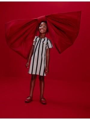 Marks & Spencer Çizgili Fiyonklu Elbise (2–10 Yaş)