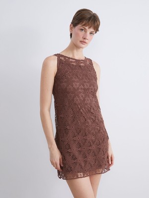 Lc Waikiki Yeni Sezon Bisiklet Yaka Dantelli Mini Elbise