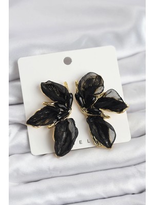 SHC4200 Bfs Lotus Model Siyah Renk Tüllü Kadın Küpe