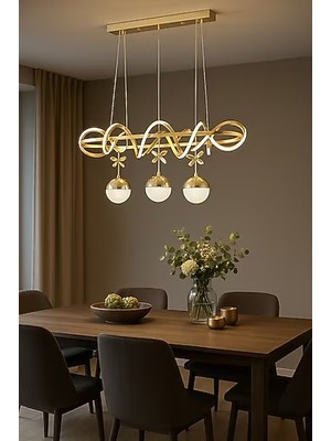 Özgül Aydınlatma Modern Ledli Kuzey Gold 3 Renk Sarkıt Avize