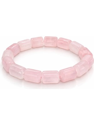 Pembe Kuvars Doğal Taş Bileklik Özel Kesim