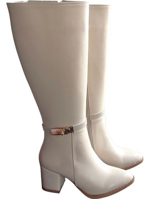 bebekokusu Jeoli Bej Cilt Topuklu Çizme