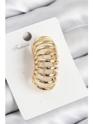 Pirinç Yay Model Gold Renk Sağ Kıkırdak Küpe - Lisinya