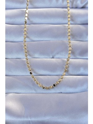 Pirinç Gold Renk Parçalı Ezme Kolye - Lisinya