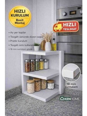Kenhome Tezgah Üstü Baharatlık – Mutfak Düzenleyici Organizer – 18 mm Suntalam
