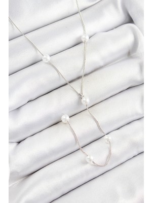 Pirinç Inci Figürlü Y Model Gümüş Renk Kadın Kolye - Lisinya