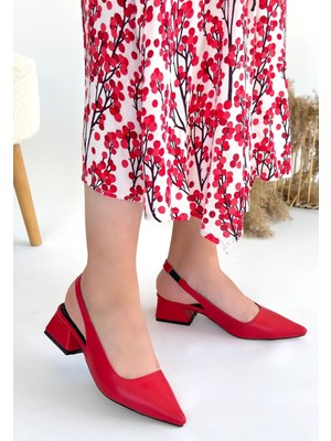 Morji Kırmızı Cilt Topuklu Ayakkabı - Lisinya