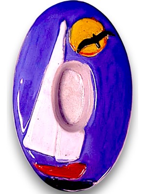 Toprakana Art Kapı Numarası Seramik Yelkenli Handmade, No:0 - 8×13×2 cm