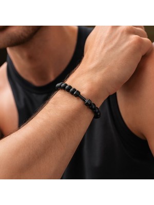 Sevil Gülgün Atelier  Obsidyen Doğal Taş  Erkek Bileklik - Negatif Enerji Kalkanı ve Odaklanma