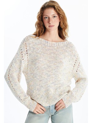 Lc Waikiki Yeni Sezon Kayık Yaka Ajurlu Kadın Triko Kazak