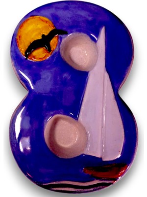 Toprakana Art Kapı Numarası Seramik Yelkenli Handmade _ No 8 _ 8×13×2 (cm)