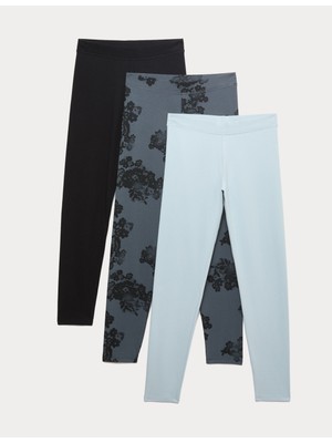 Marks & Spencer 3'lü Pamuk Karışımlı Tayt Seti (6–16 Yaş)