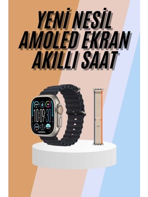 No 35 Moda 49MM Akıllı Saat Amoled Ekranlı Kadın Erkek Kol Saati Plastik Kordon