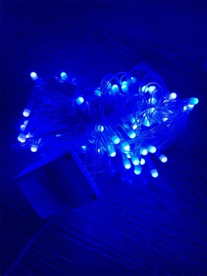 Kuzgun Ticaret 10M 100 LED Damla Uçlu Mavi Işık Şeffaf Kablo Mz-17-6