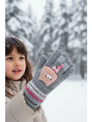 Kitti 4-8 Yaş Kız Çocuk Triko Eldiven