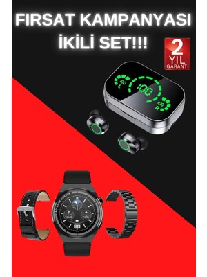 No 35 Moda Tws Bluetooth Kulaklık ve Akıllı Saat Uyku Takibi Nabız Ölçer Uzun Pil Ömrü