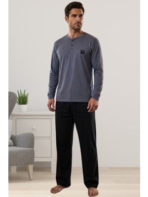 Effortt Füme %100 Pamuklu Kumaş Erkek Pijama Takımı