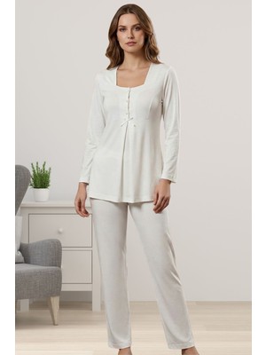 Effortt Ekru Hamile Lohusa Pijama Takımı