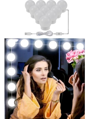 Busstier Hollywood Tarzı 10’lu USB Makyaj Aynası Işığı | 3 Işık Tonu & 10 Kademe Parlaklık