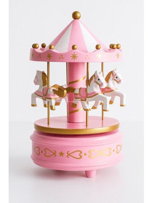 Busstier Pembe Kurmalı Müzikli Pembe Atlı Karınca Dönme Müzik Kutusu Dekoratif Hediye