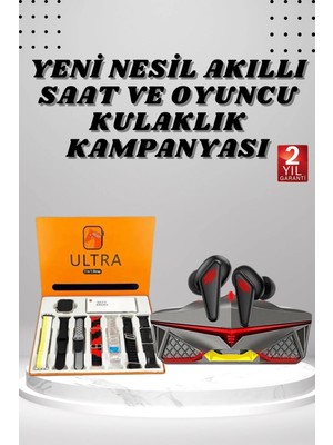 No 35 Moda 7 Kordonlu Akıllı Saat ve Oyuncu Kulaklığı Bluetooth Bağlantılı Android ve Ios Uyumlu