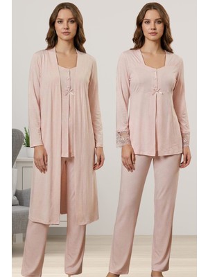 Effortt Pudra Sabahlıklı Hamile Lohusa Pijama Takımı