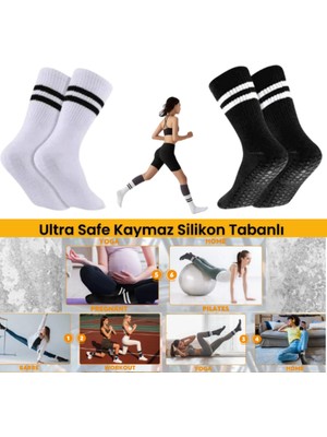 Socks Sirius 2 Çift Kaydırmaz Kauçuk Tabanlı Yoga ve Pilates Spor Çorabı Anti-Slip Çorap Seti