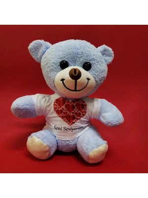 No 35 Moda Kalpli Seni Seviyorum Yazılı Tişörtlü Peluş Ayıcık