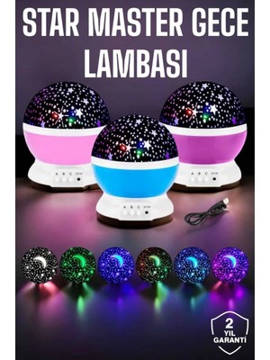 No 35 Moda Mavi ve Mor Işıklı Projeksiyon Lambası