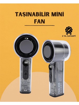 No 35 Moda Yüksek Verimli Soğutmalı El Fanı | 100 Seviye Hız Kontrolü | 6 Saat Pil Ömrü
