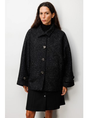 Ekol Yarasa Kol Simli Kaşe Kaban 6091