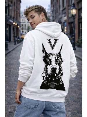 Camblys Unisex V Dog Sırt Baskılı Oversize Kapüşonlu Sweatshirt