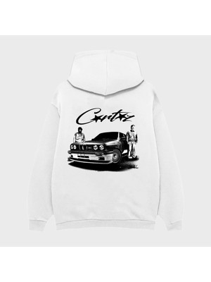 Camblys Unisex Sırt Car Baskılı Oversize Kapüşonlu Sweatshirt