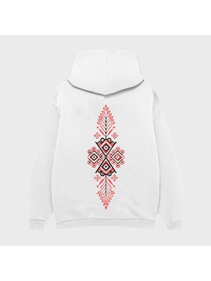 Camblys Türk Motif Baskılı Oversize Kapüşonlu Sweatshirt